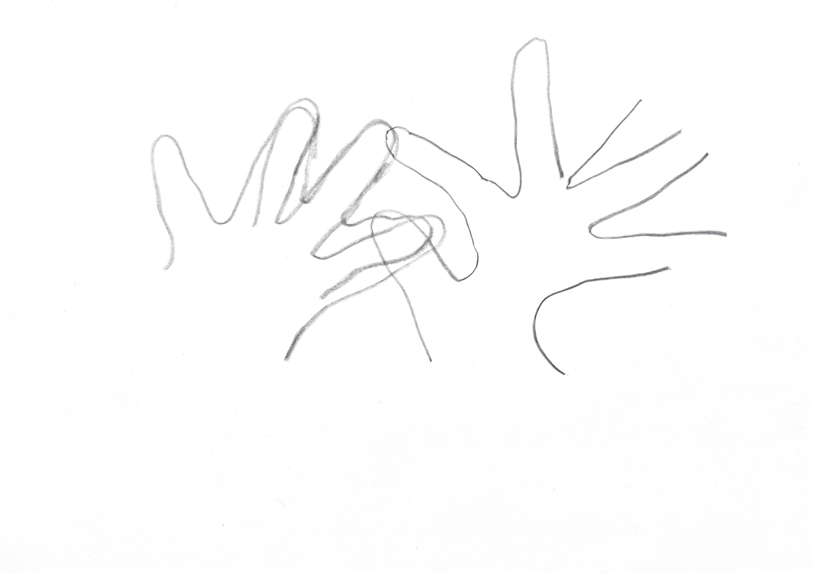 outlined drawing of a hand